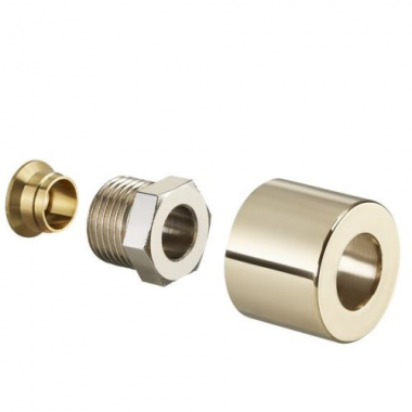 Присоединительный набор со стяжными кольцами для серии "E", 1/2"x15мм, позолоченный