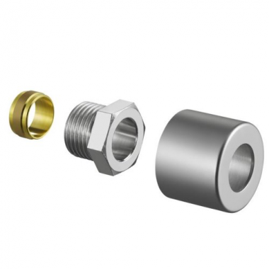 Присоединительный набор со стяжными кольцами для серии "E", 1/2"x15мм, матовая сталь